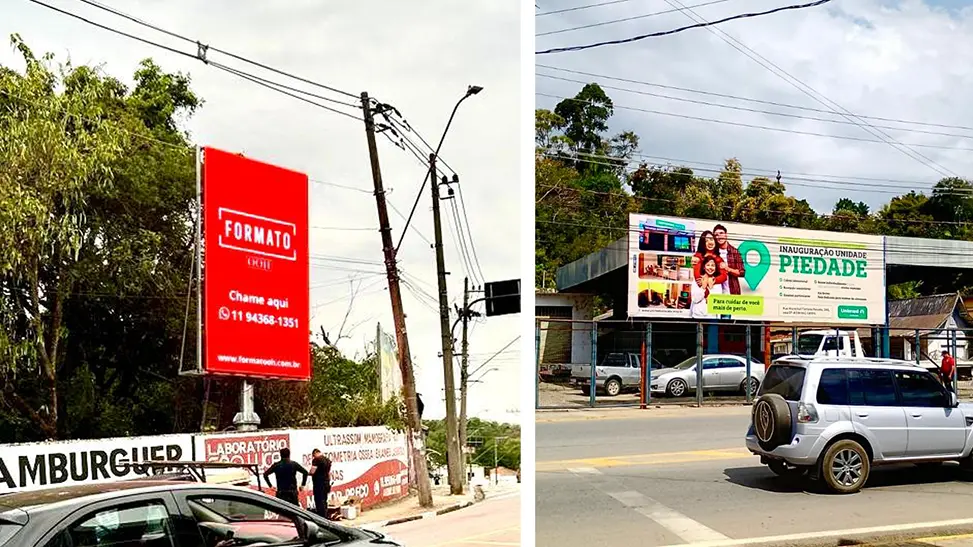 Outdoors da Formato OOH em vias movimentadas: da própria marca às campanhas de clientes como a Unimed